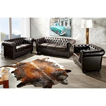 Sedací souprava Askont R Chesterfield Oxford 3 + 2 + 1 Tmavě hnědá