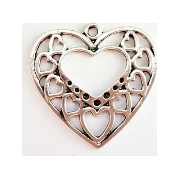 Přívěsek Přívěsek srdce se srdíčky 31x30mm