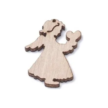 Dřevěný výřez andělíček se srdíčkem 35x25mm