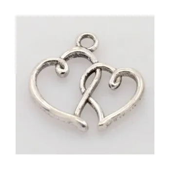 Přívěsek Přívěsek spojená srdce 20x20mm