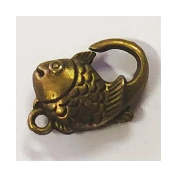 Dětské navlékací korálky Karabinka starobronz ozdobná ryba / kapr 20mm (1ks)