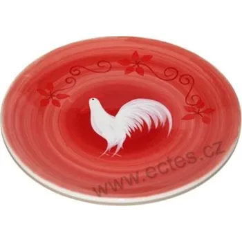 Talíř KOHOUT na červené dezertní talířek (BONJOUR)
