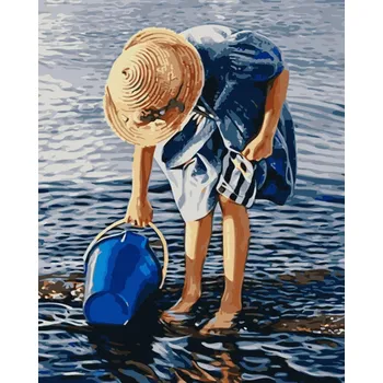 Malování podle čísel s rámem "Dívka u moře" 50x40cm