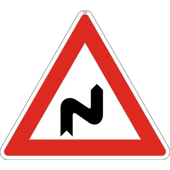 Dopravní značení Dopravní Značka A2a 700 mm Dvojitá zatáčka, první vpravo