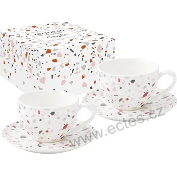 Easy Life TERRAZZO porcelánové espresso šálky s podšálky imitace kamínků 120ml 2 ks