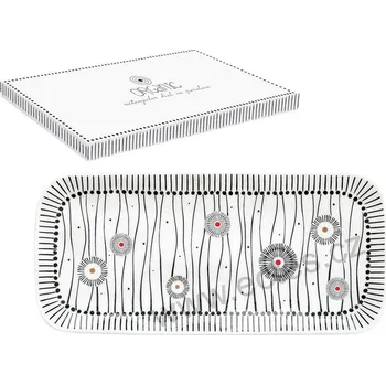 Easy Life ORGANIC servírovací tác červené puntíky s černými paprsky