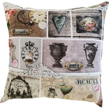 Dekorativní polštářek Dekorační polštář Retro hodiny 45 x 45 cm