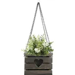 AMADEA Dřevěný závěsný obal na květináč se srdcem tmavý, 27x27x21 cm, český výrobek