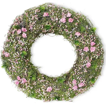 Velikonoční dekorace Věnec jaro proutí 35cm růžová (521849)