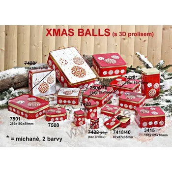 Dóza na potraviny XMAS BALLS 7420 vánoční bílo-červené koule