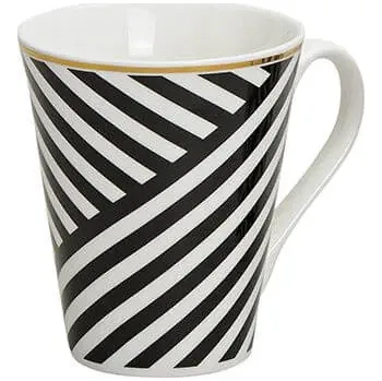 G. Wurm, Německo GW - Porcelánový hrníček s černými proužky - 300 ml