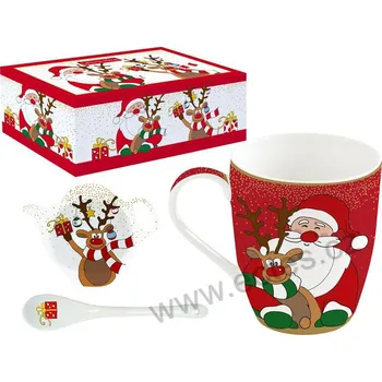 Easy Life CHRISTMAS PŘÁTELÉ Santa se sobem hrnek+lžička+podčajník