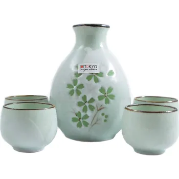 Set na sake světle zelený s kytičkami