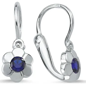 Náušnice Lillian Vassago Dětské náušnice kytičky s modrými zirkony z bílého zlata, zapínání brizura LLV66-KGER025