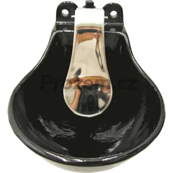 Misková napaječka pro skot a koně (580700), s dlouhým tlakovým nerez-jazykem, mosazný ventil, smaltovaná, 1/2” trubková přípojka svrchu a zdola