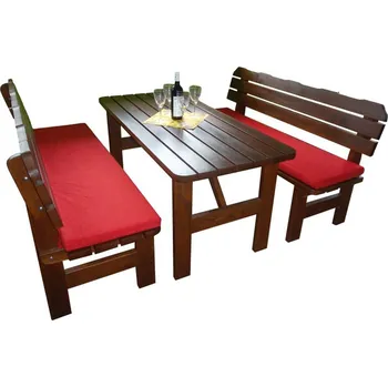 Zahradní sestava Krajča Dřevěná zahradní sestava Adriana (3 díly) 220 cm Povrchová úprava dřeva: Dub tmavý, Materiál: Dub