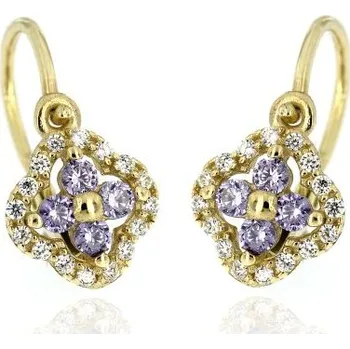 Náušnice Zlatnictví U Kostela Dětské náušnice s fialovými kamínky 613F 519952581