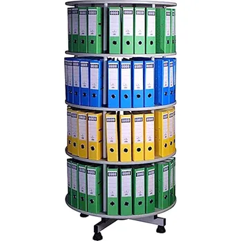 Kartotéka Otočný regál na šanony, 4 patra - šedý