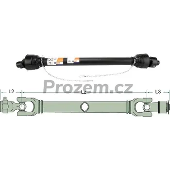 Zahrada Kardanová hřídel s pravotočivou volnoběžkou, Lz= 860 mm, 26 kW