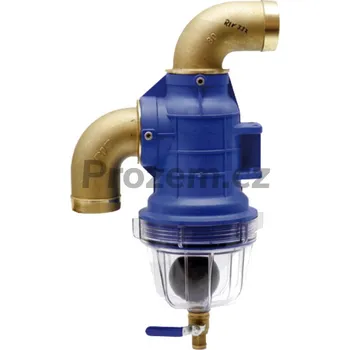 Sifon RIV 332 Sifon s přípojem 90° o průměru 75 mm, sifonový plovákový oddělovač pro fekální vozy, s vypouštěcím kohoutem