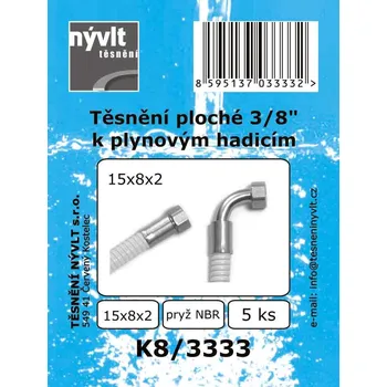 SADA plochého těsnění k připojovacím hadicím plynových sporáků 3/8" pryž NBR - K8/3333