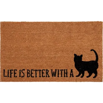 Rohožka Kokosová rohožka Life is better with a cat - 75*45*1 cm