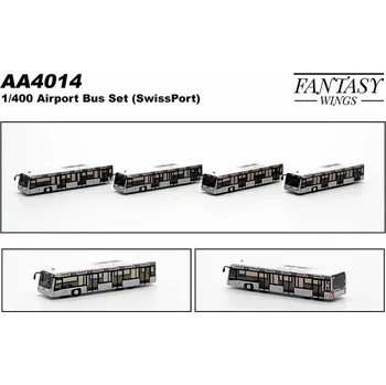Plastikový model JC Wings - Set 4 ks letištních autobusů, Swissport, Švýcarsko, 1/400