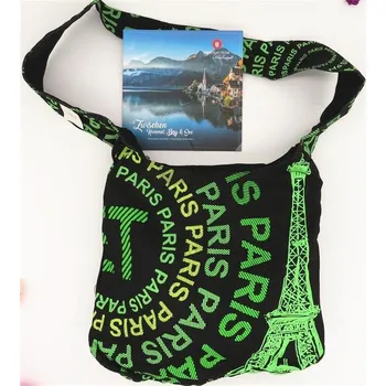 Nákupní taška Bavlissimo Dámská látková taška crossbody Paris zelená varianta potisku: var. 2