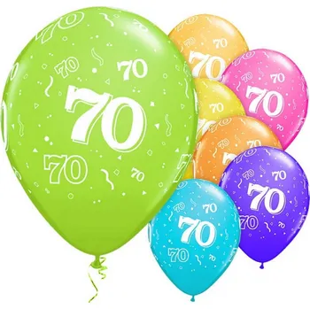 Balónek Latexové balónky s číslem 70 - pastelové barvy 6ks