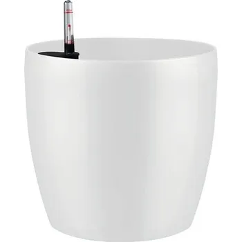 Květináč Samozavlažovací květináč plastový Lafiora Ø 35 cm, v. 32 cm bílý lesklý