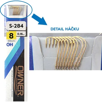 Rybářský háček OWNER - Návazce na plavanou S-284 - vel:15 / 0,10mm - 65cm