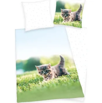 Povlečení Herding Kotě na louce 140 x 200, 70 x 90 cm zipový uzávěr