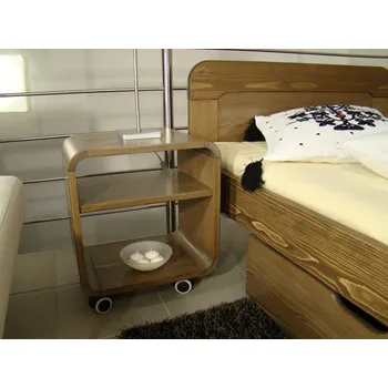 Noční stolek ROALHOLZ Mořený noční stolek na kolečkách EZE smrk
