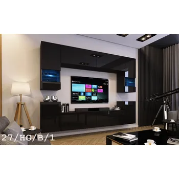 Obývací stěna Ral Obývací stěna EARTH 2, 240 cm - Černý lesk