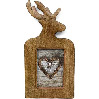 Rám na obraz Dřevěný fotorámeček z mangového dřeva s jelenem - 35*19,5*5,3 cm (15 * 10 cm)