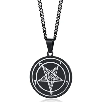 Náhrdelník Náhrdelník - Silver Baphomet - Black Coin - 316L