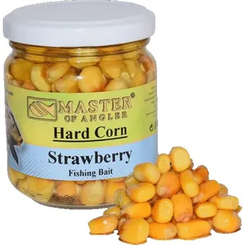 Návnadová surovina Master of Angler Kukuřice Hard Corn Bait - 212 ml/Jahoda