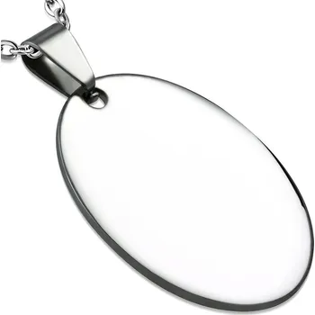 Přívěsek Šperky4U Ocelový přívěšek - destička ovál 24 x 37 mm - DR1314