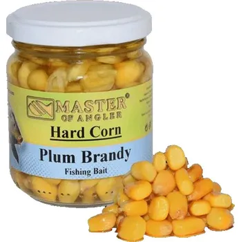 Návnadová surovina Master of Angler Kukuřice Hard Corn Bait - 212 ml/Švestka