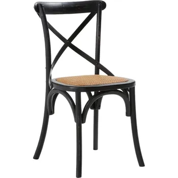 Jídelní židle Černá jilmová jídelní židle Kave Home Alsie s ratanovým sedákem