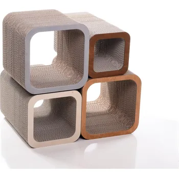 Ekomazlíček SET škrabadel pro kočky CUBE exclusive (4ks) Hloubka škrabadla: 20 cm, Barva: Přírodní bříza