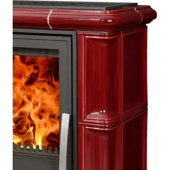 Krbová kamna ABX Abx Bavaria K I. s výměníkem - kachlový sokl - bordó