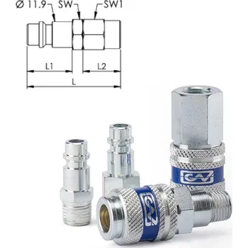 Příslušenství ke kompresoru GAV OCELOVÁ VSUVKA RYCHLOSPOJKY STL.VZDUCH 6,5x10mm