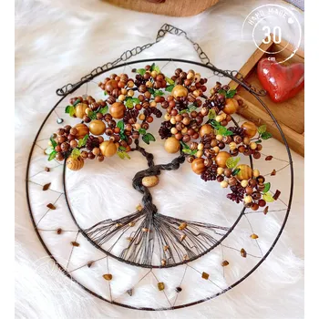 Drátovaný strom Dřevěný - Magická síla lesa 30cm Drátované stromy života