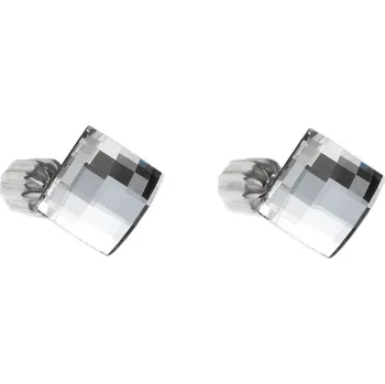 Náušnice Stříbrné náušnice pecka s krystaly čirý čtverec 31108.1