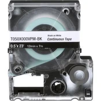 Tiskárna štítků T038X000VPM-BK Kazeta MP s kontinuální popisovací páskou, šířka 9mm, délka 7m, černá na bílé, vinyl