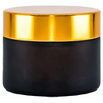 Dóza na potraviny BEWIT Dóza skleněná hnědé sklo, 50 g, zlaté víčko