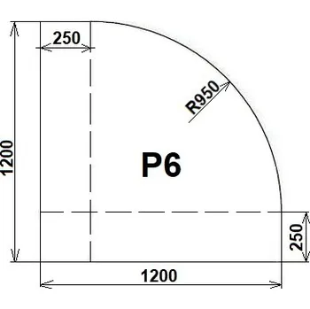 AGC Fenestra Sklo pod kamna P6 - čiré - rohové 120x120