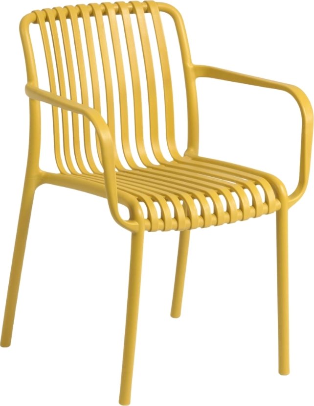 Hořčicově žlutá plastová zahradní židle Kave Home Isabellini