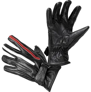 Moto rukavice W-TEC Moto rukavice Classic Jawa černá s červeným a bílým pruhem - XL